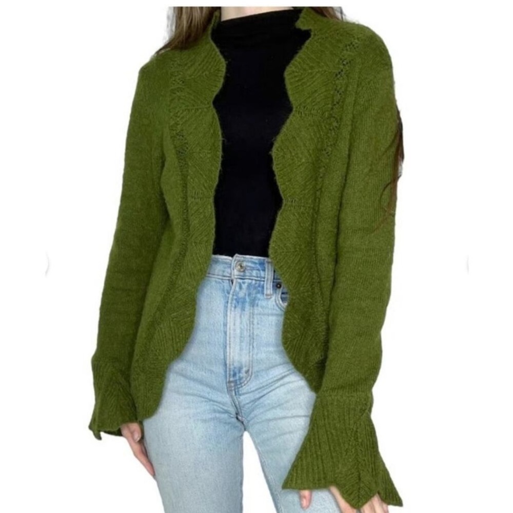 Cabi Mohair Blend Scalloped Cardigan Size XS